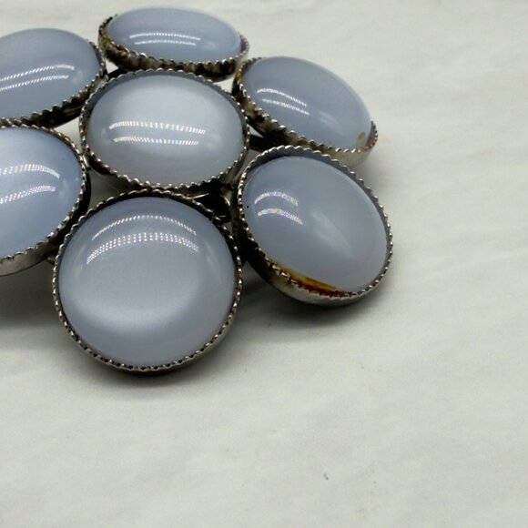 Vintage Moonstone Lucite Moonglow Clip-On Earrings Cluster Silver Tone NOTE - Picture 12 of 13